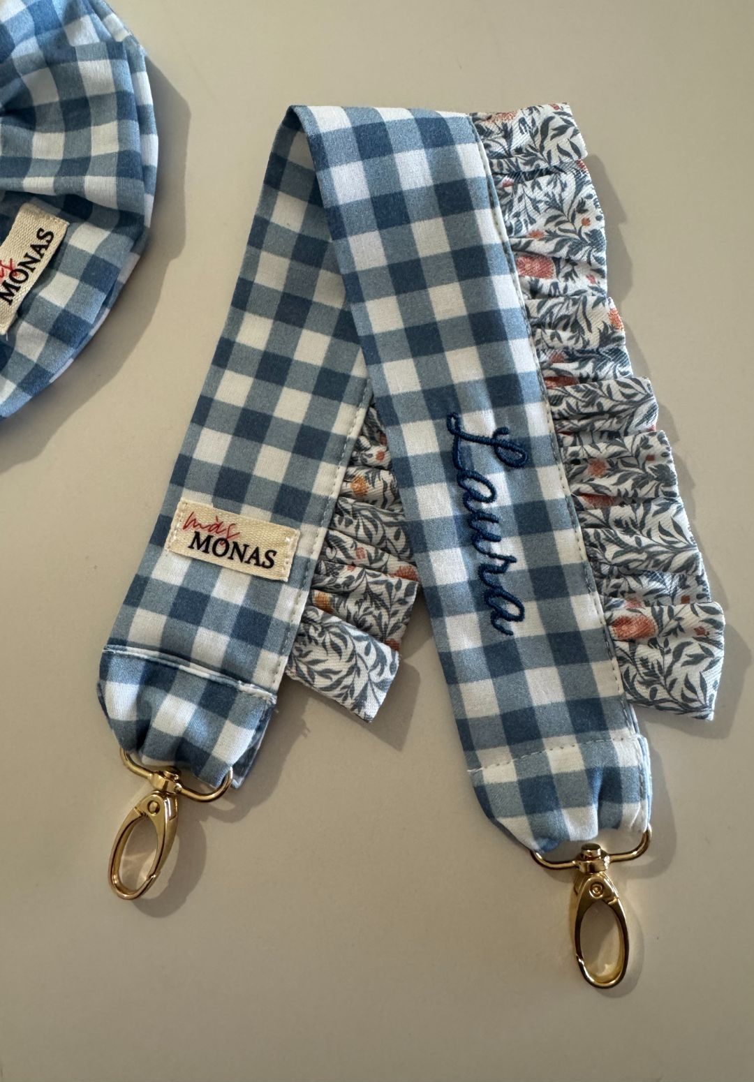 Portamóvil muñeca Vichy Azul