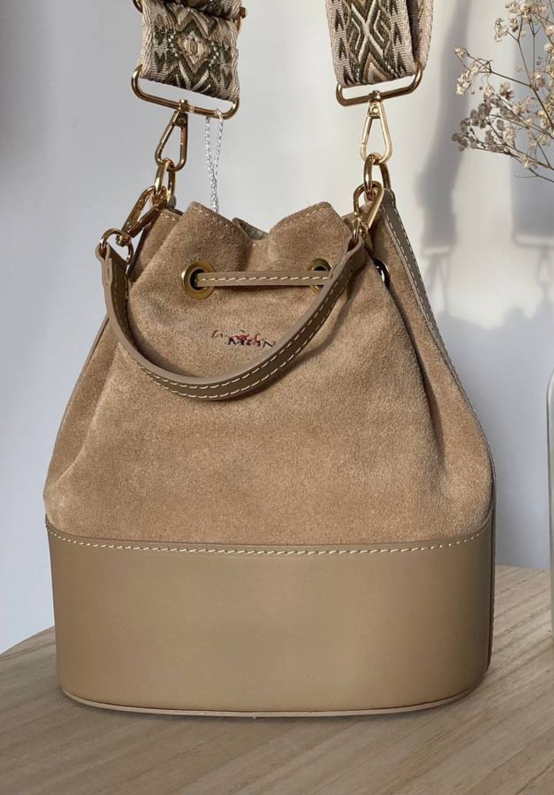 Bolso CARMEN ante y piel Beige