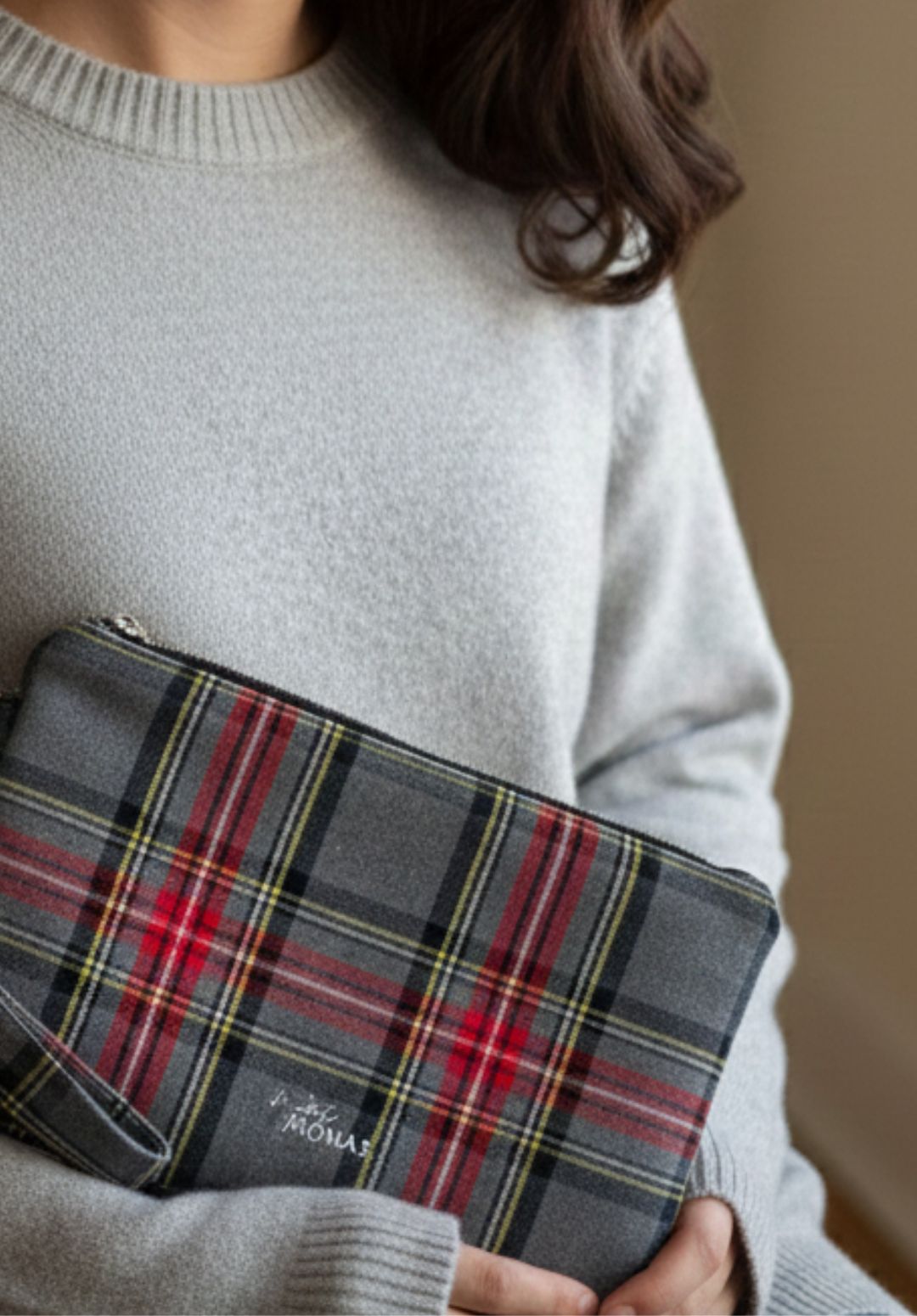 Bolso de mano TARTÁN GRIS
